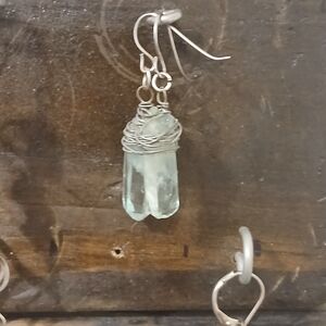 Elegant Silver and Green Wire-Wrapped Earrings